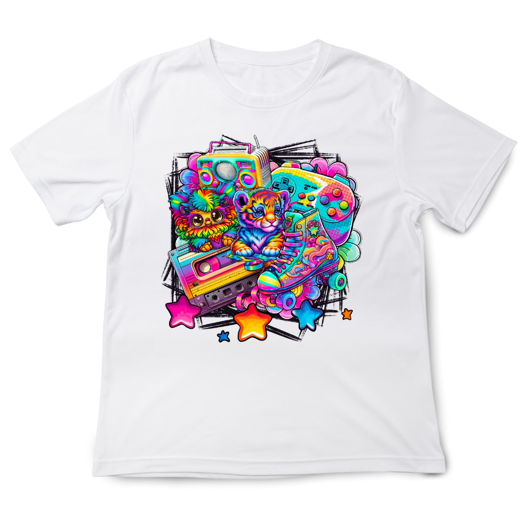 Colorful 90s Tiger Fitted T-Shirt